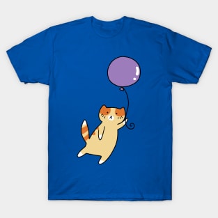 Purple Balloon Orange Tabby Cat T-Shirt